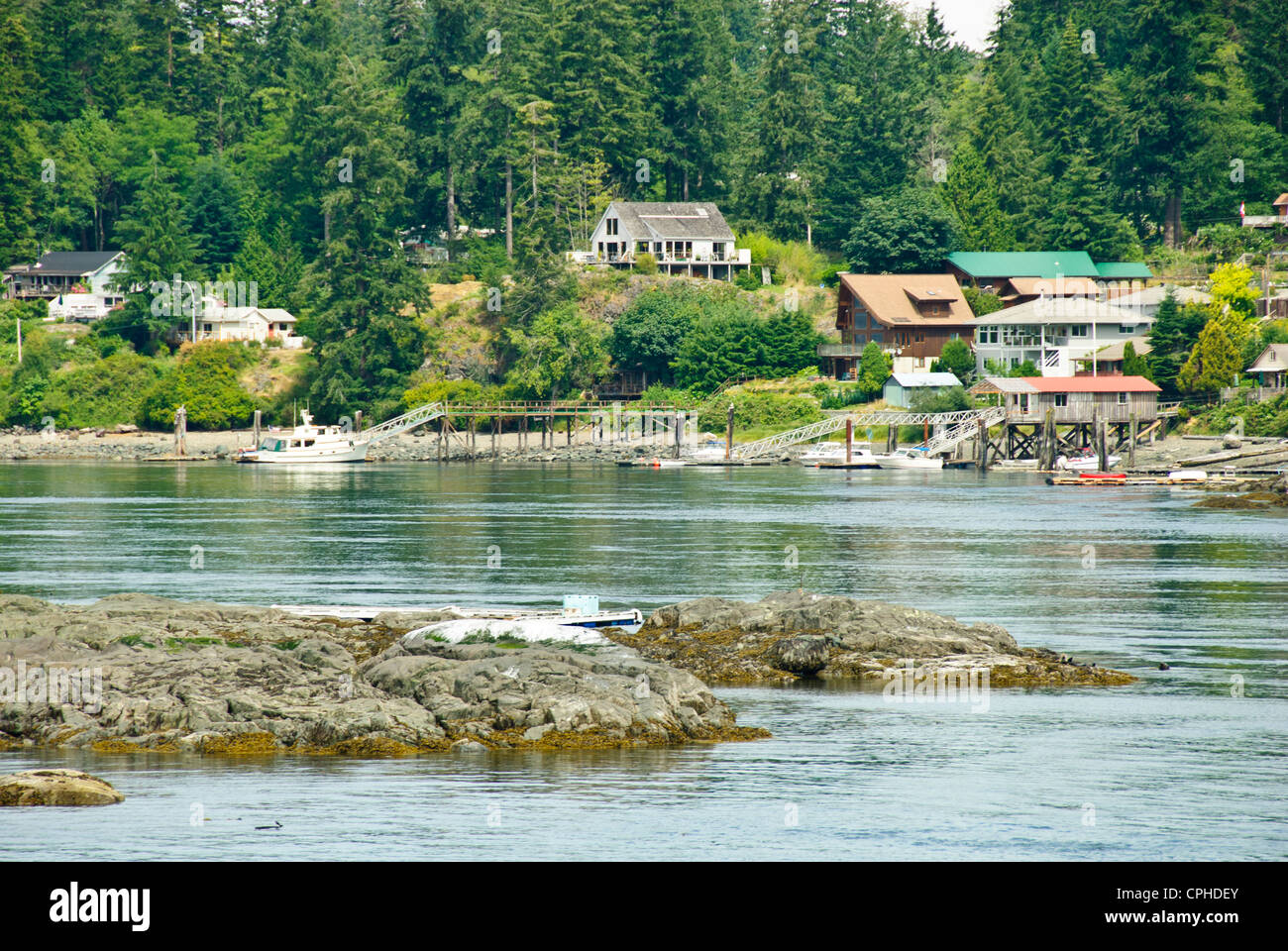 La pesca del salmone,aprile punto,Quadra Island,famoso Chinook la pesca al salmone, Campbell River,l'isola di Vancouver, British Columbia, Canada Foto Stock