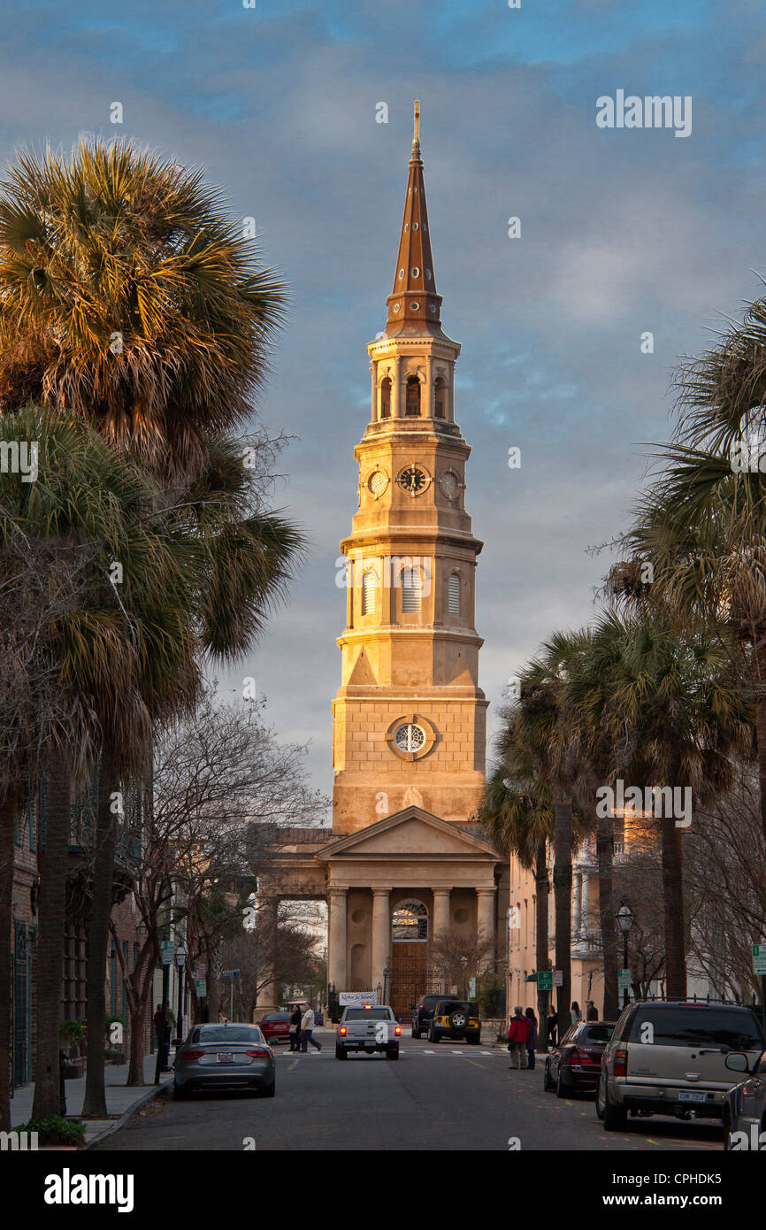 Stati Uniti d'America, Stati Uniti, America, Carolina del Sud, Charleston, San Filippo, episcopale, architettura, centro chiesa coloniale, histor Foto Stock