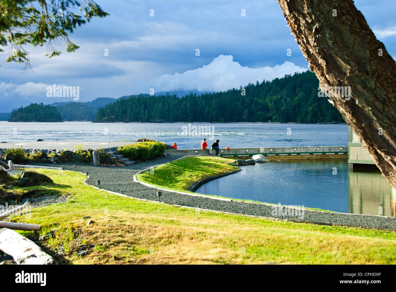 La pesca del salmone,aprile punto,Quadra Island,famoso Chinook la pesca al salmone, Campbell River,l'isola di Vancouver, British Columbia, Canada Foto Stock
