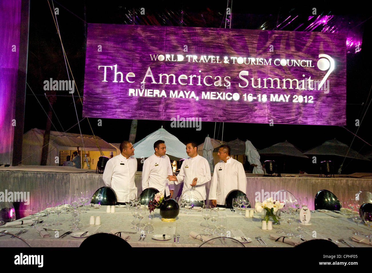 All'interno della tenda di partito per le Americhe Vertice sulla Riviera Maya a Cancun, Messico Foto Stock