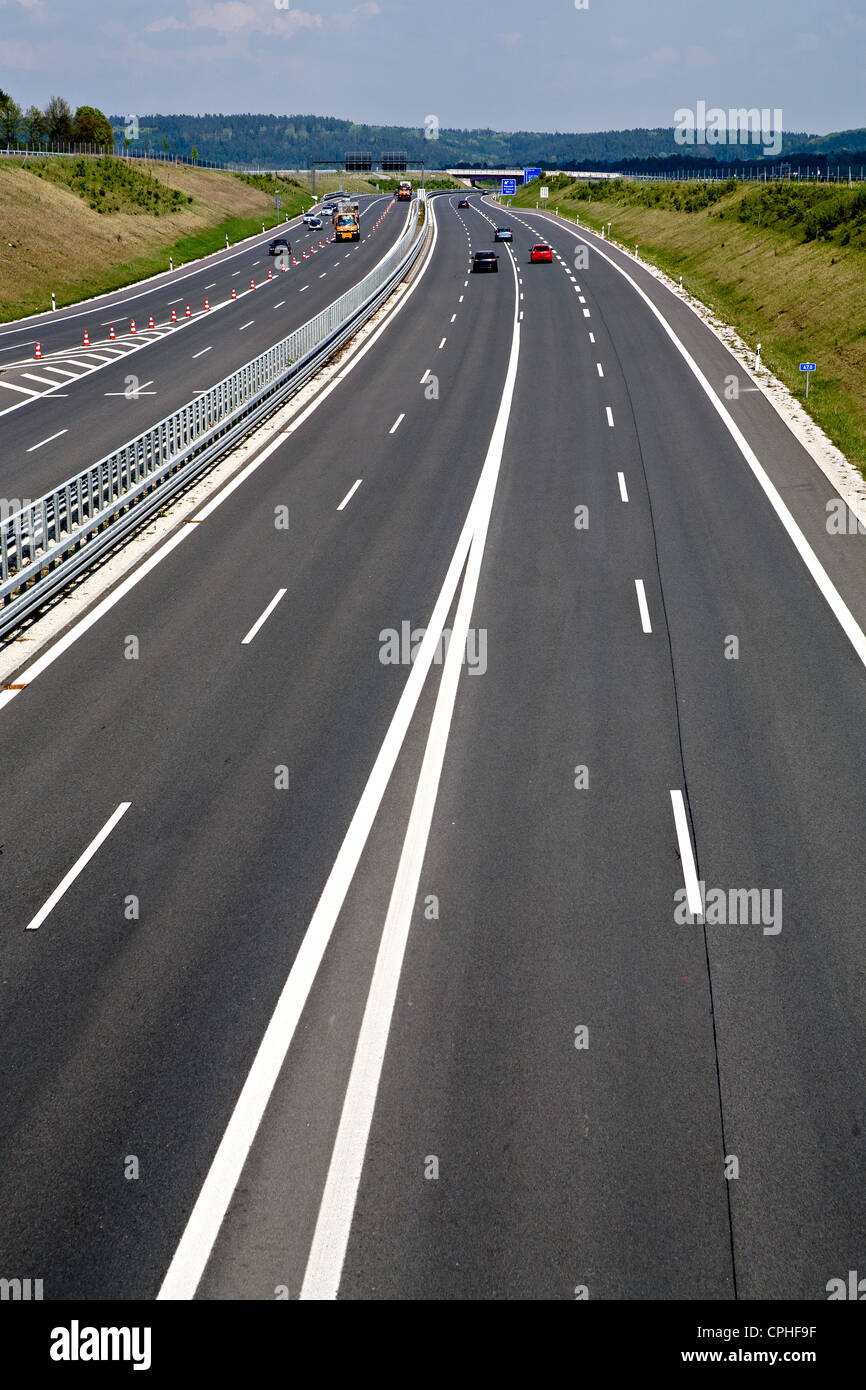 Chiusura esterna di un tratto di autostrada in Germania Foto Stock