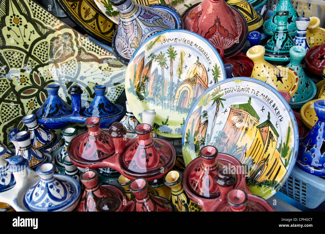 Ceramiche locali marrakech marocco Foto Stock