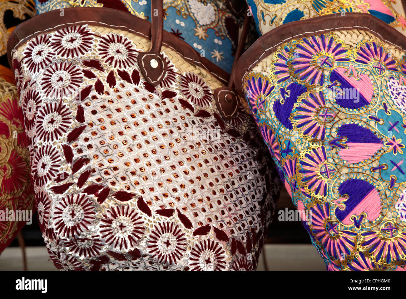 Articoli di vimini locale marrakech marocco Foto Stock