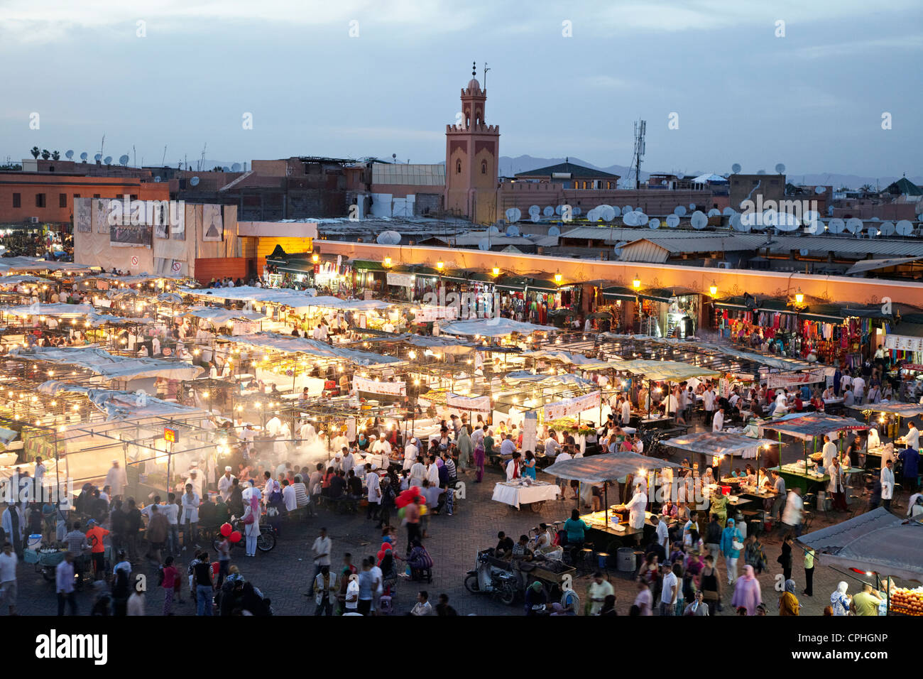 Jamaa El-Fnaa Square marrakech marocco Foto Stock