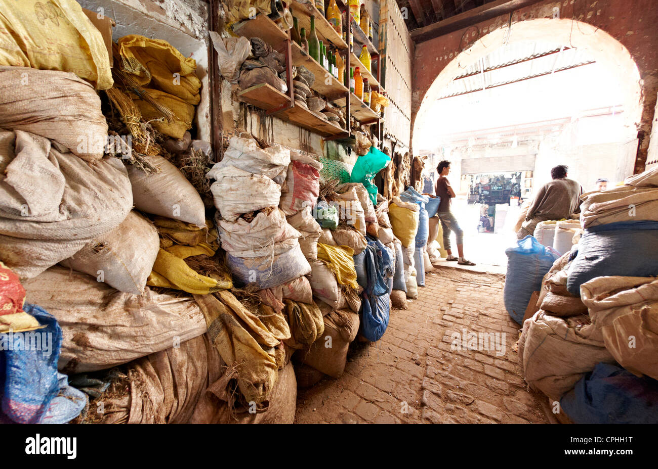 Il mercato delle spezie marrakech marocco Foto Stock