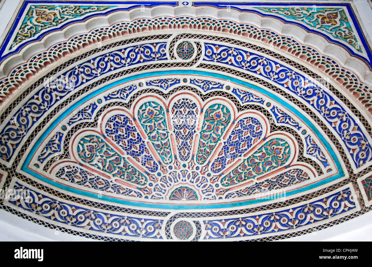 Gli interni del mosaico del Palais Bahia marrakech marocco Foto Stock