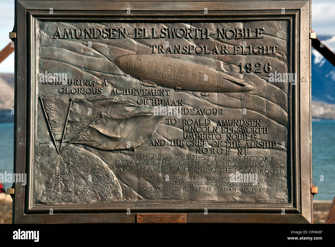 Amundsen-Ellsworth- Nobile Transpolar Flight 1926 Ny Ålesund Spitsbergen in Norvegia Foto Stock