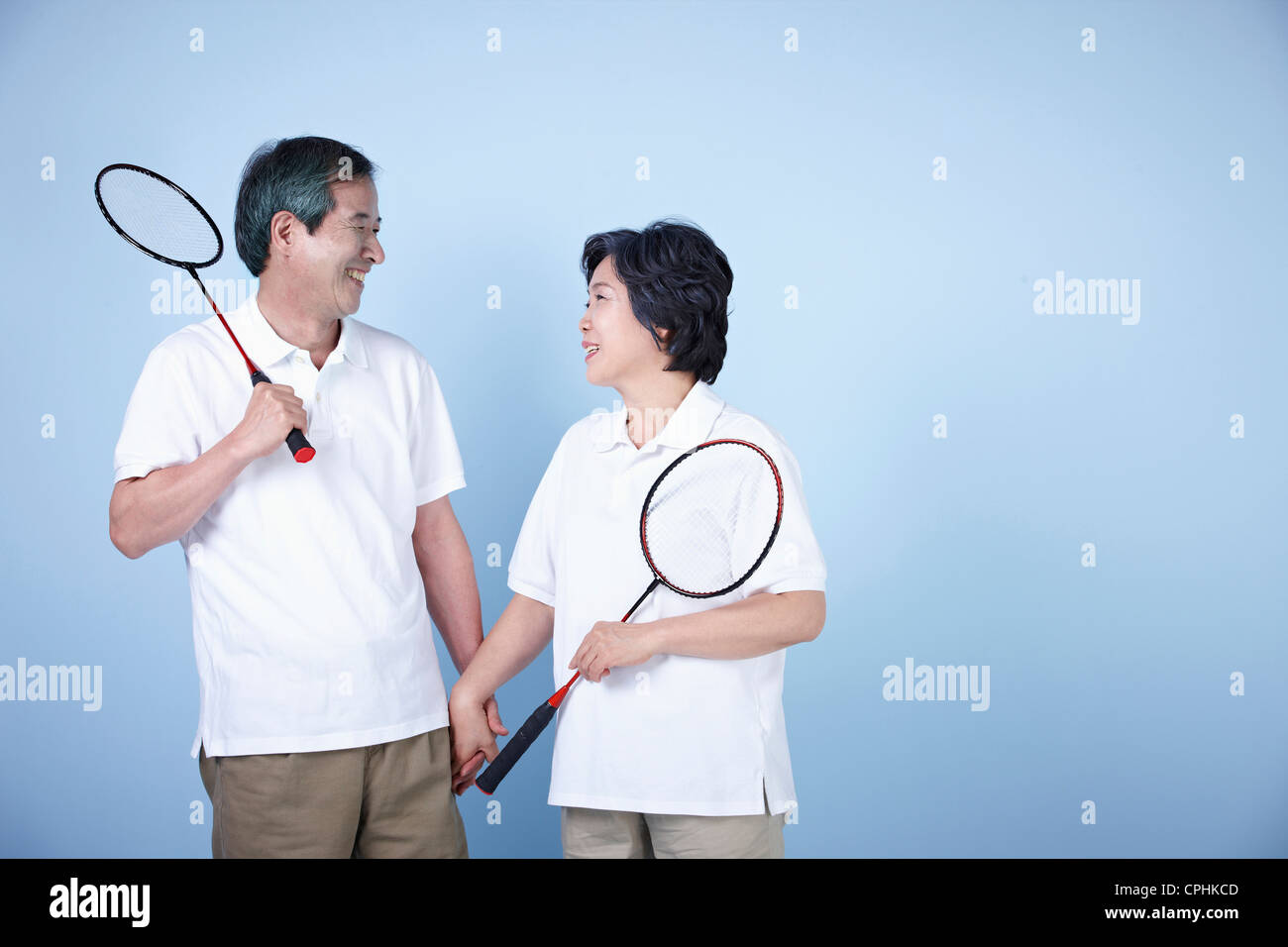 Un vecchio paio di badminton racchetta Foto Stock