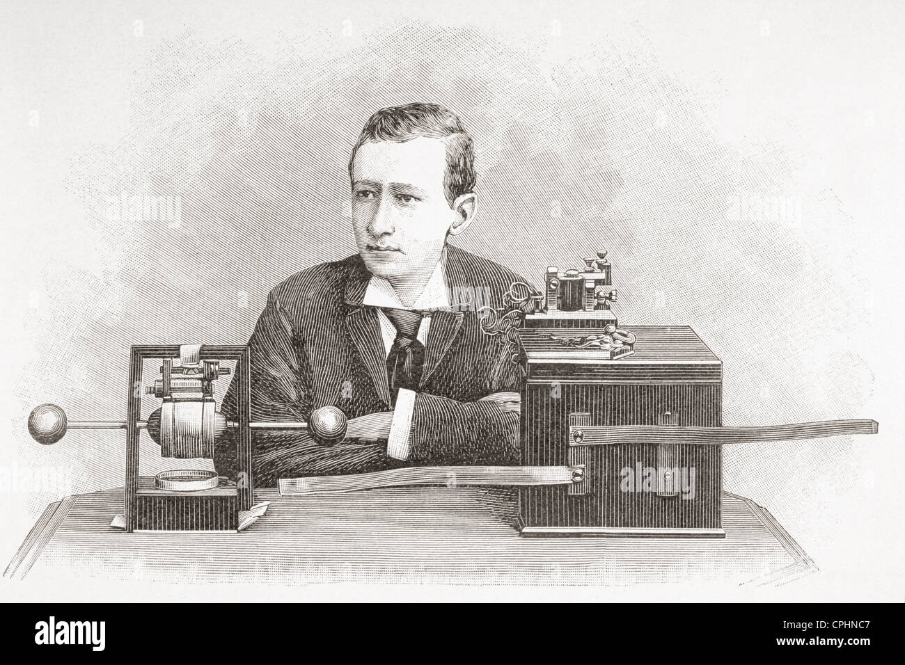 Guglielmo Marconi, 1874 - 1937. Inventore italiano. Da L'illustrazione pubblicato nel 1897. Foto Stock