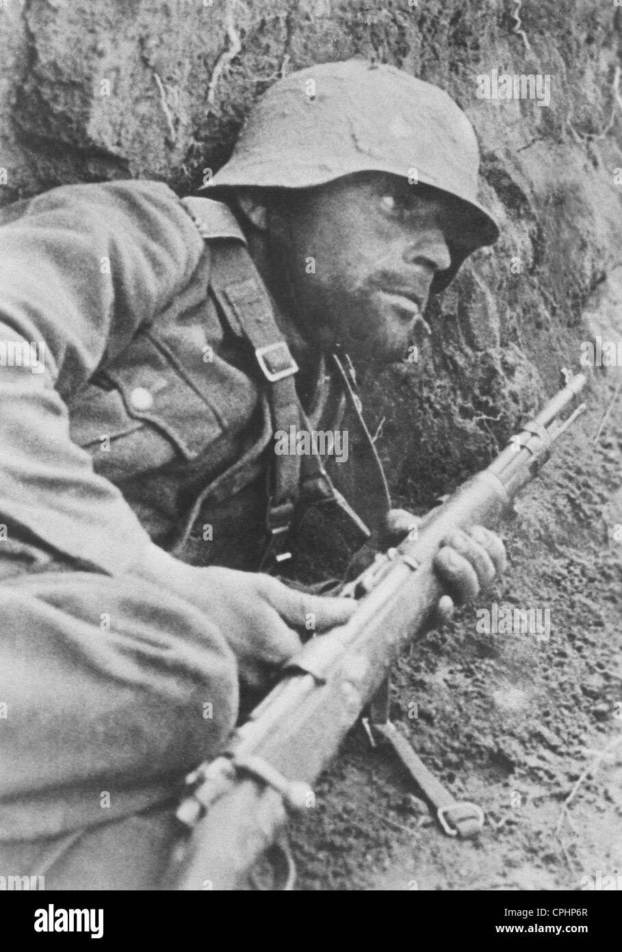 Soldato tedesco a fronte orientale, 1942 Foto Stock