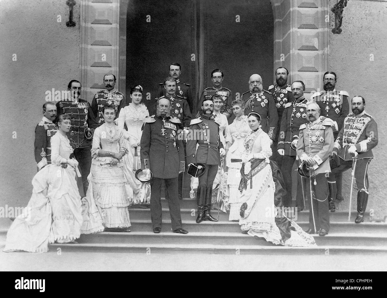 L'imperatore Guglielmo I con i membri della nobiltà superiore, 1883 Foto Stock