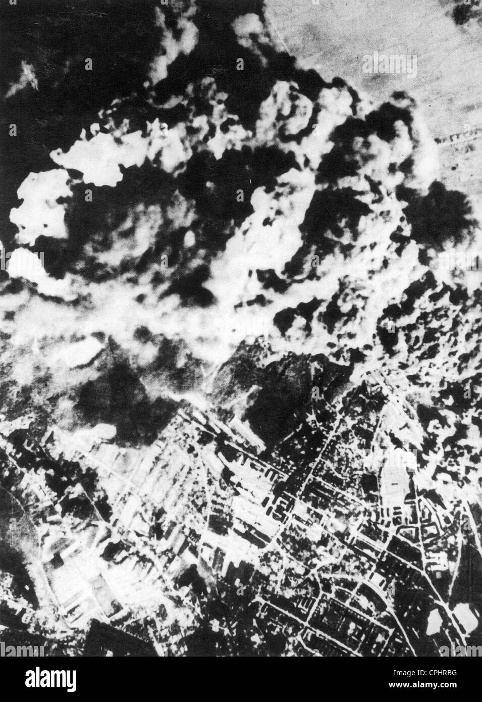 Raid aereo degli Alleati su Amburgo, 1943 Foto Stock