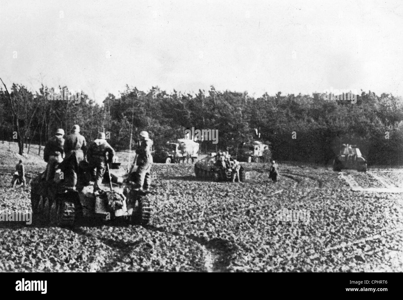 Carri armati tedeschi sull'Oder anteriore, 1945 Foto Stock