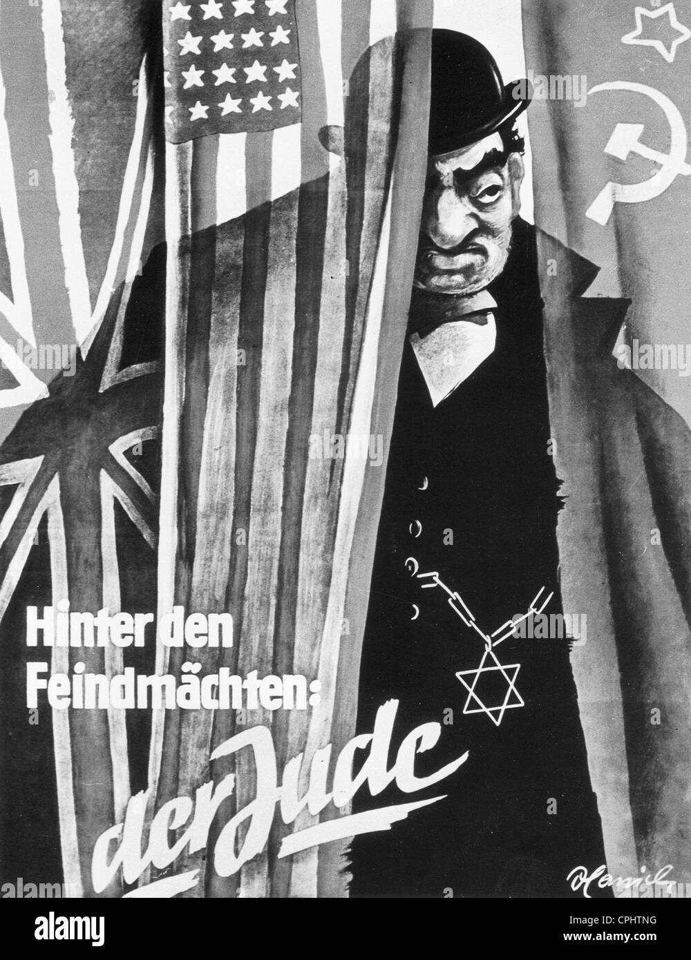 Anti-Semitic poster di propaganda Foto Stock
