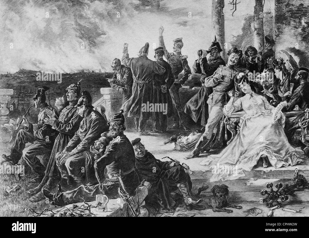 Anti-German cartolina dalla guerra del 1870-1871 Foto Stock