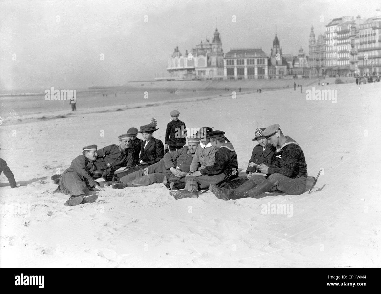 Soldati tedeschi nel loro tempo libero in Ostende, 1916 Foto Stock