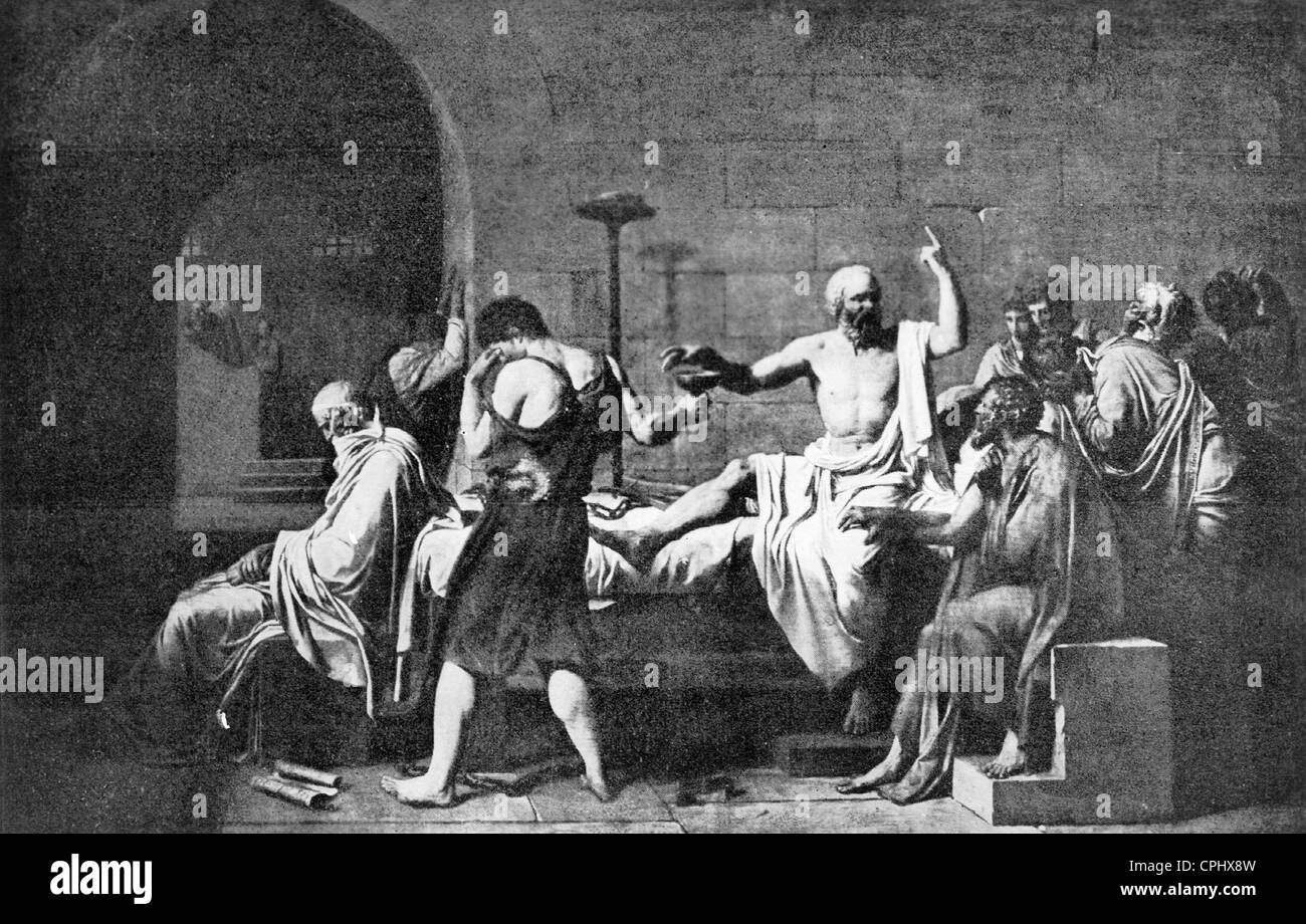 Dipinto di Jacques Louis David: "La morte di Socrate' Foto Stock