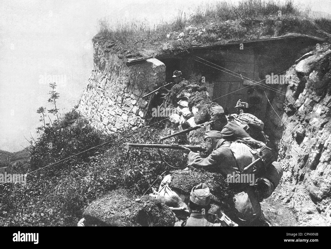 Soldati austriaci sul fronte alpino nella prima guerra mondiale Foto Stock