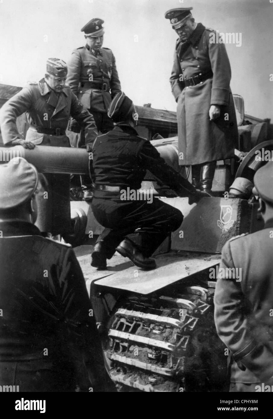 Heinz Guderian visitato il Leibstandarte-SS "Adolf Hitler', 1943 Foto Stock