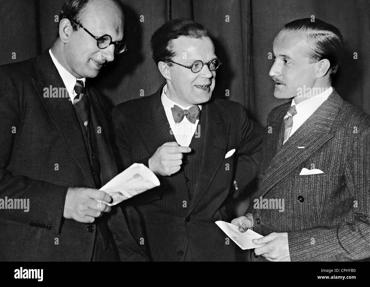 Werner Finck, Hellmuth Krueger e Frank Guenther, 1933 Foto Stock