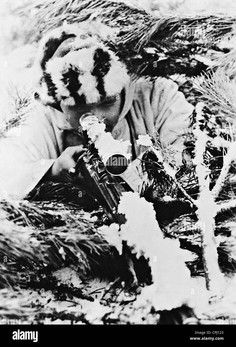 Il tedesco sharp shooter sul fronte orientale, 1943 Foto Stock