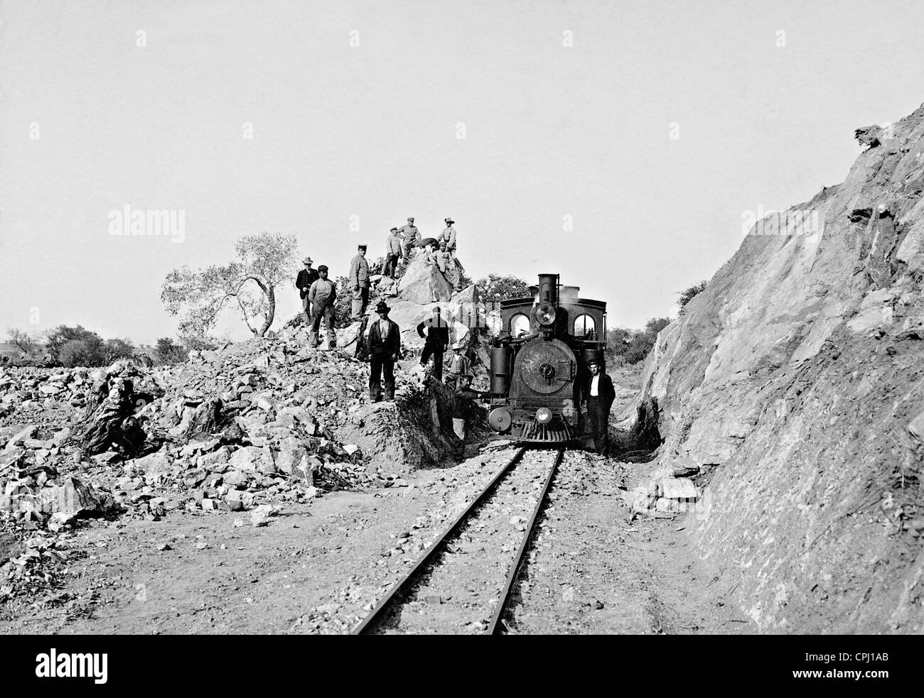 La costruzione della ferrovia in tedesco Africa del sud-ovest, 1906 Foto Stock