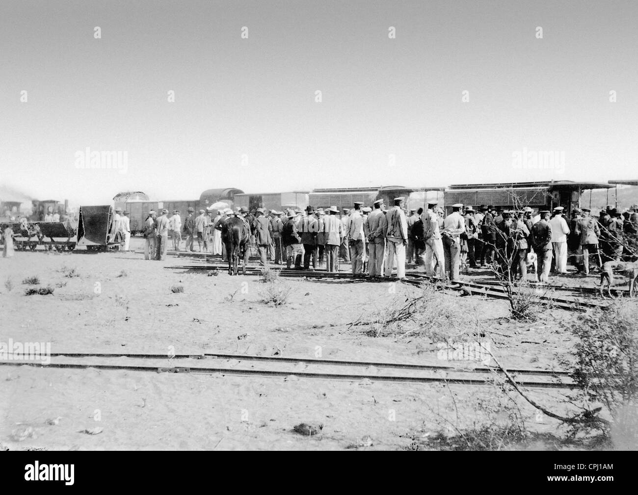 Apertura di una linea ferroviaria in tedesco Africa sudoccidentale, 1902 Foto Stock