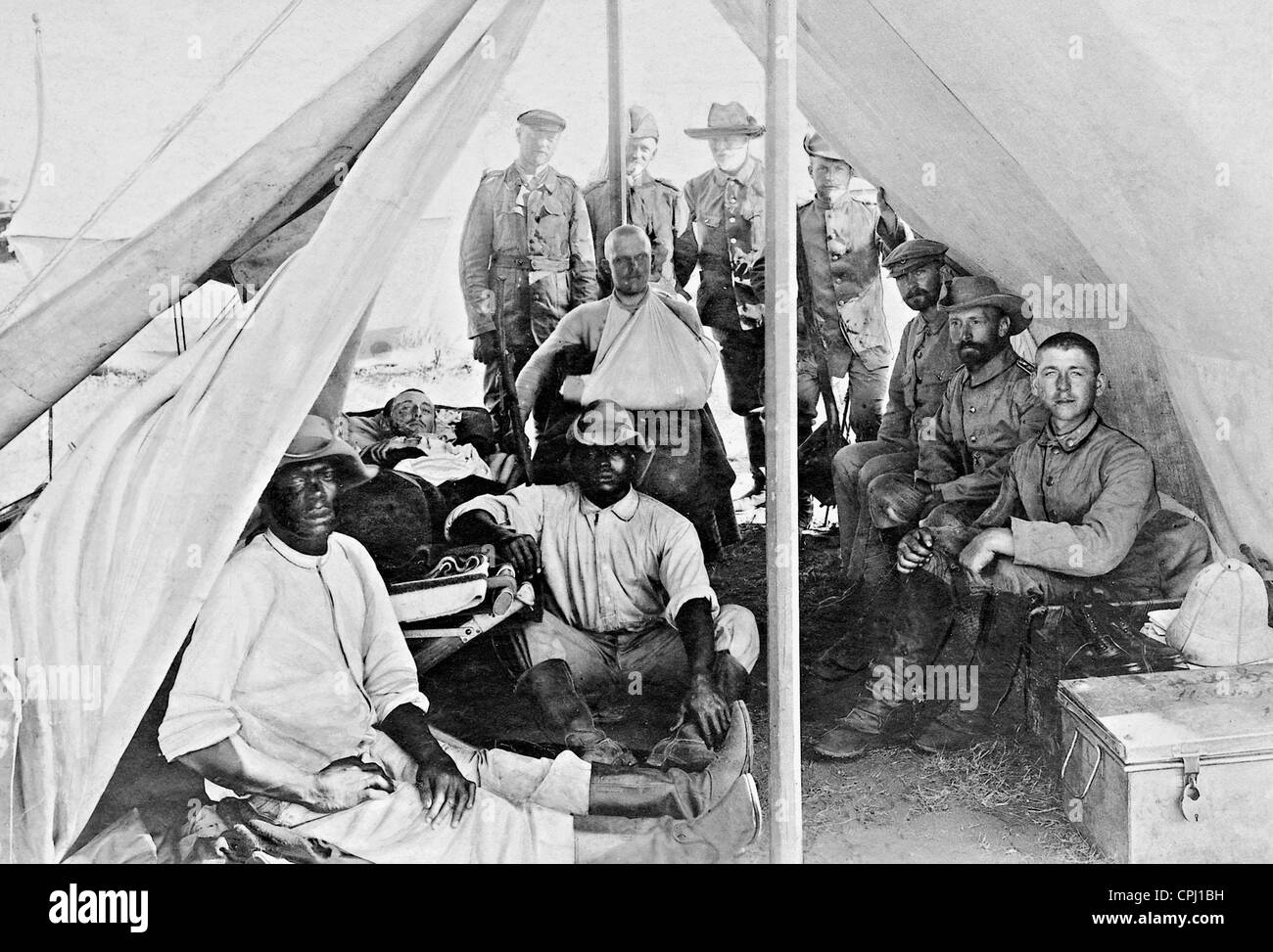 Soldati della forza di protezione durante la sollevazione Herero in tedesco Africa sudoccidentale, 1904 Foto Stock