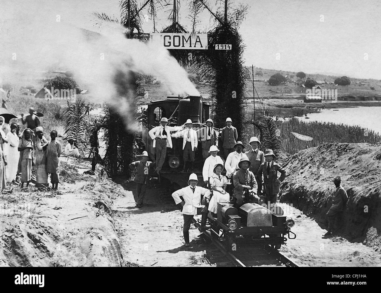 Stazione ferroviaria in tedesco in Africa orientale, 1914 Foto Stock