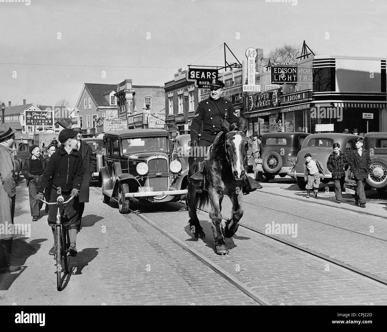Poliziotto montato sulla sua pattuglia in Woburn, 1939 Foto Stock