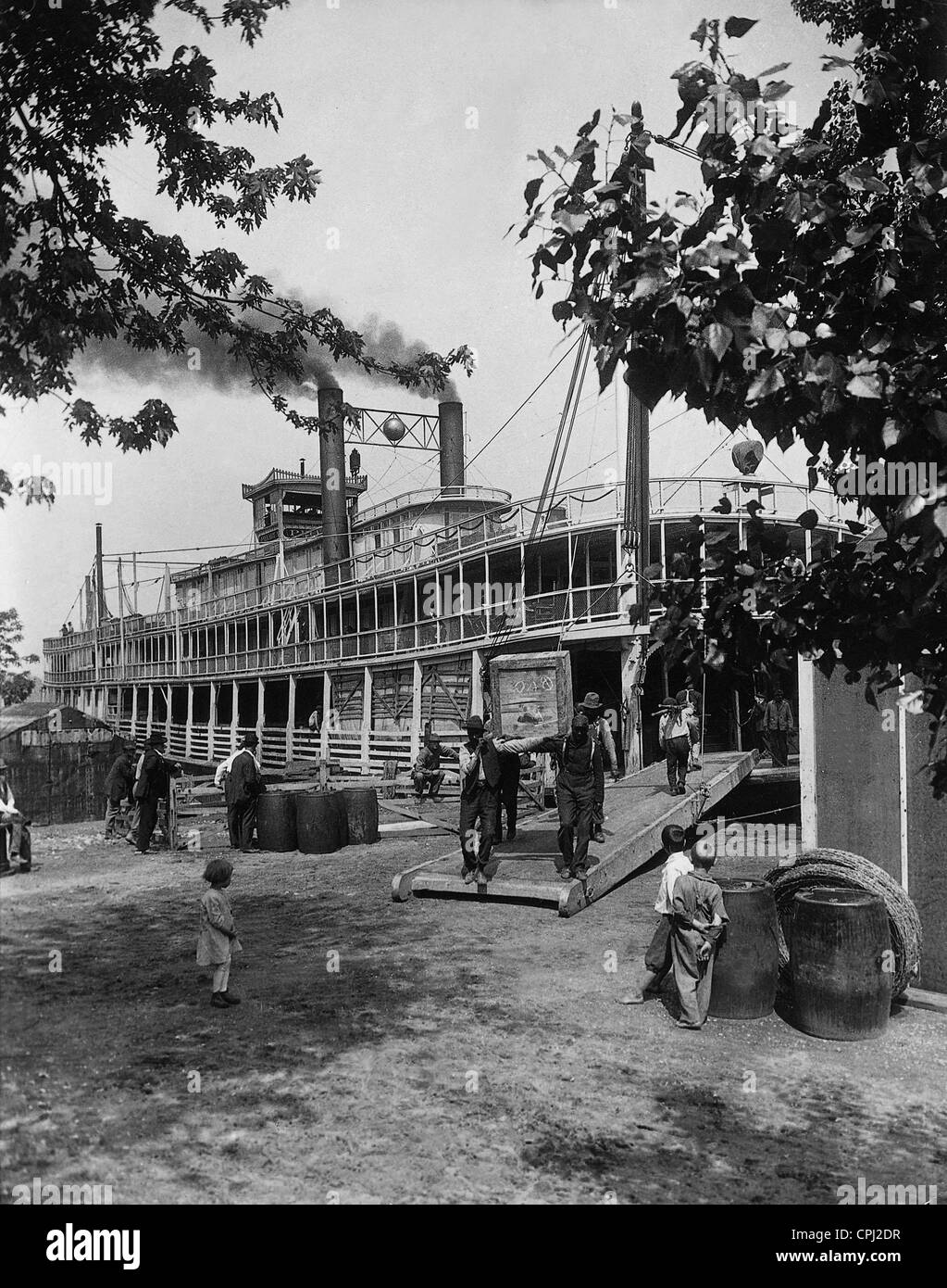 Battello a vapore sul Fiume Illinois, 1928 Foto Stock