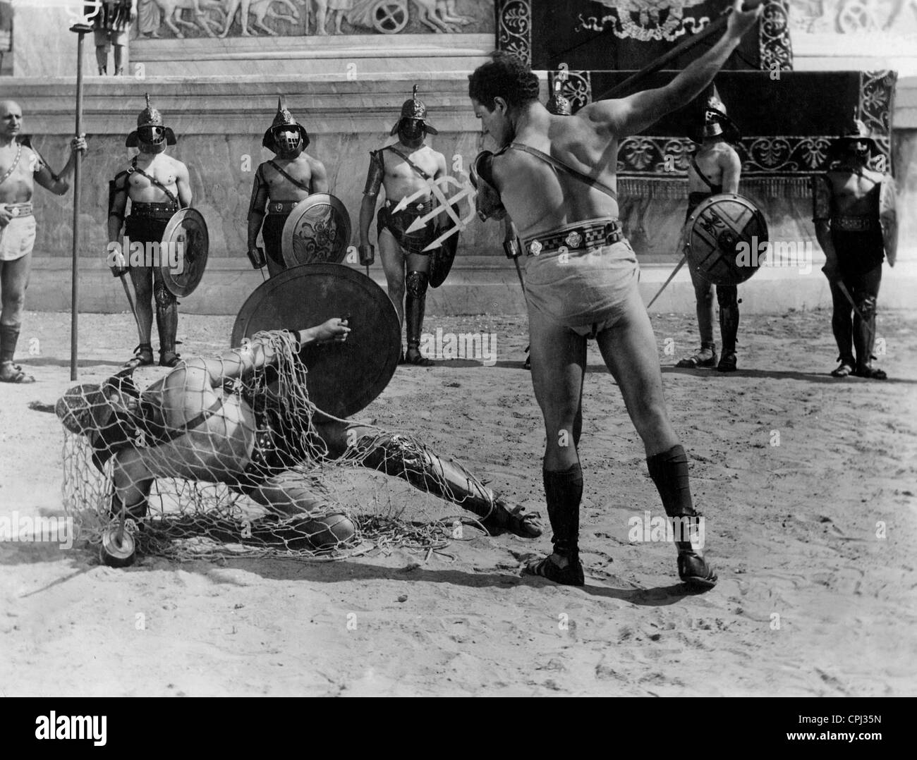 Gladiator lotta nella Roma antica Foto Stock