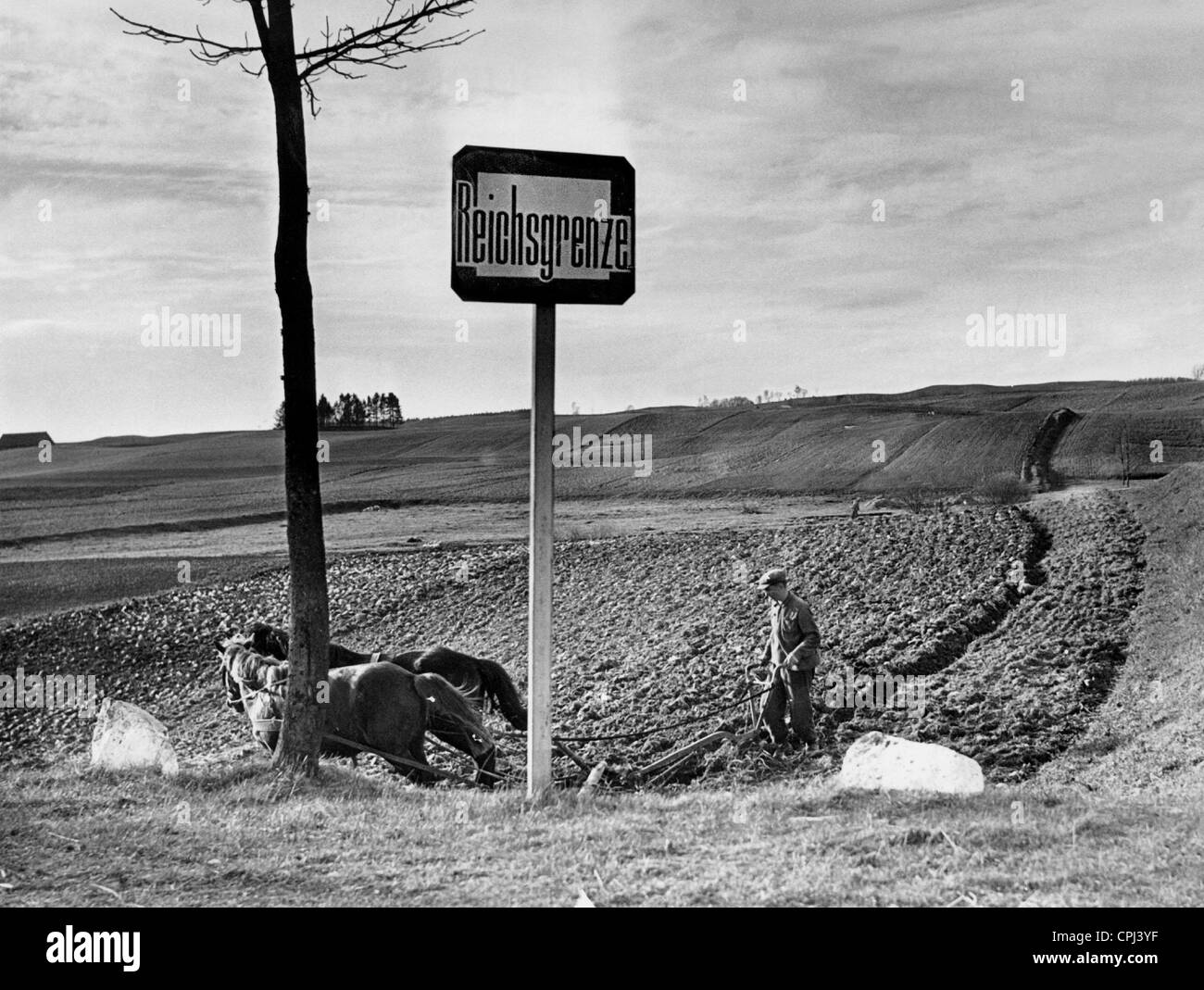 Frontiera tra La Prussia orientale e la Polonia a Koniecwald, 1939 Foto Stock