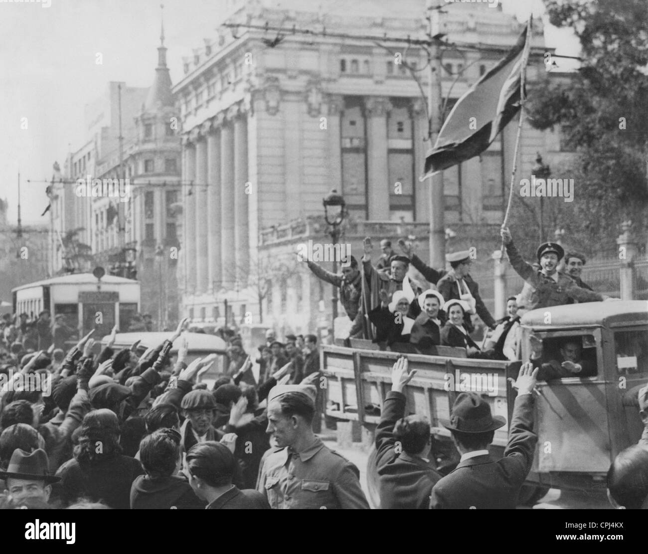 Entrata di nazionalisti spagnoli in Madrid, 1939 Foto Stock