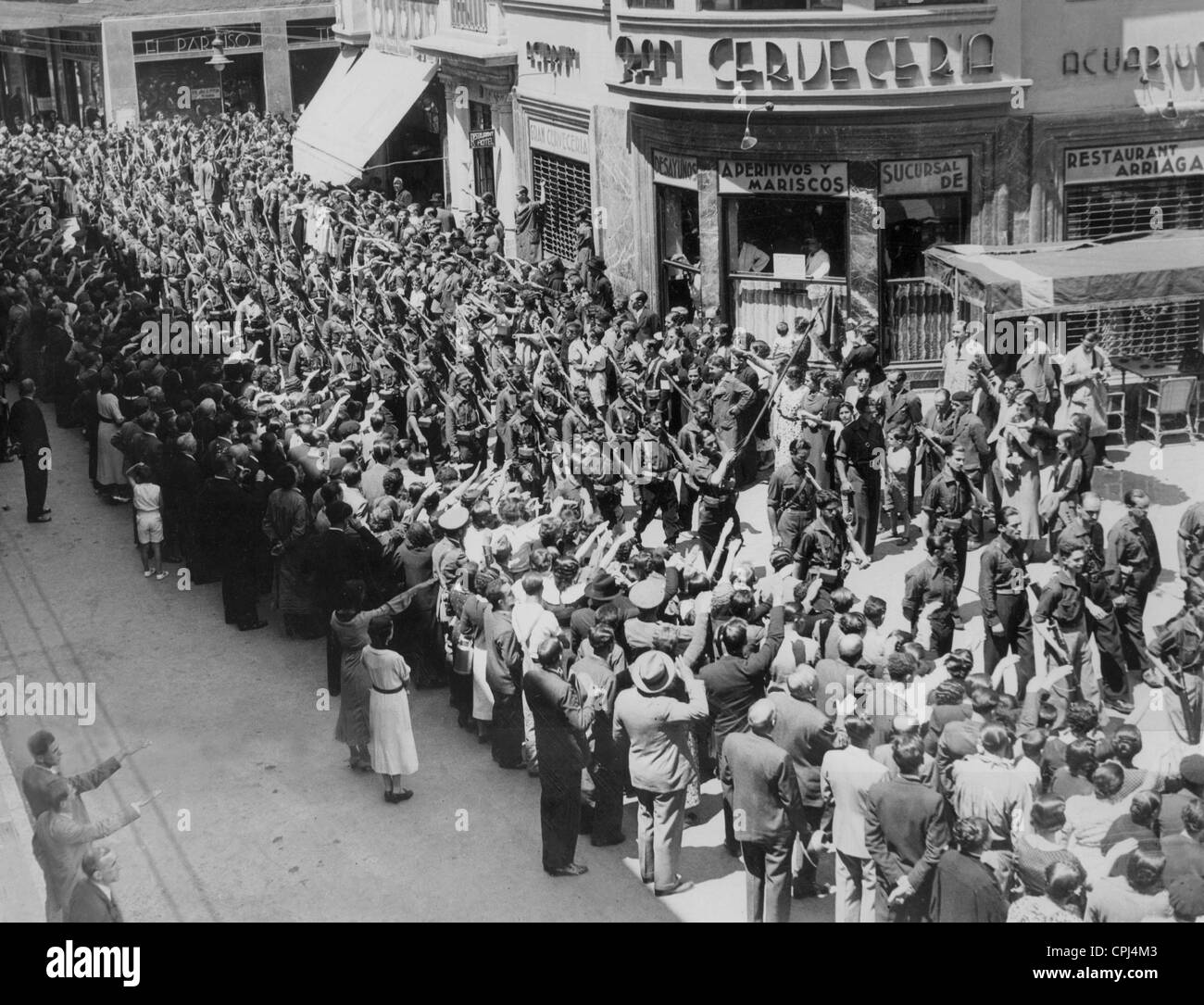 Franco delle truppe del marzo a Madrid, 1939 Foto Stock