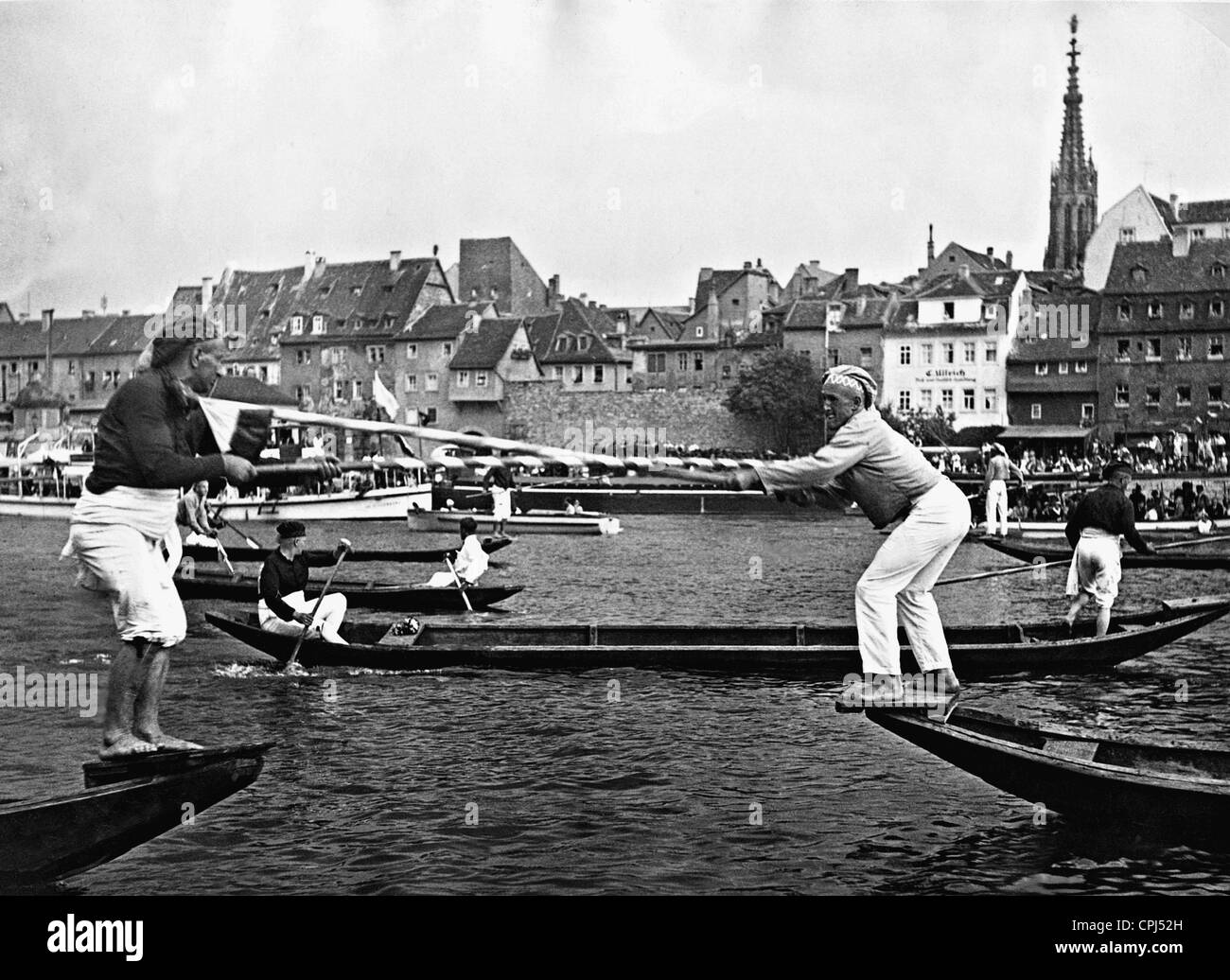 Tradizionale Fisherman's giostra in Würzburg, 1933 Foto Stock