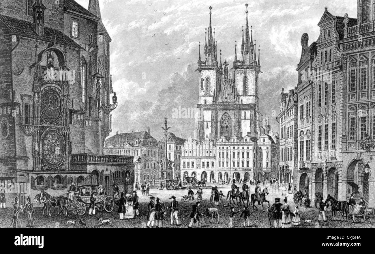 Piazza della Città Vecchia di Praga Foto Stock