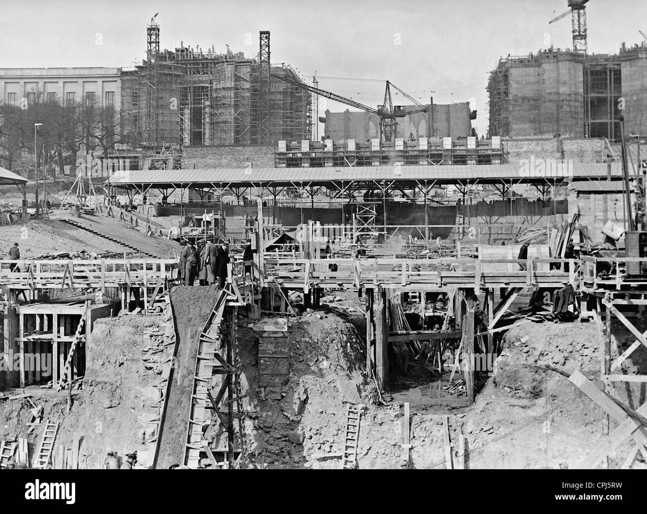 La costruzione del nuovo Trocadero in occasione della Parigi Fiera Mondiale del 1937 Foto Stock