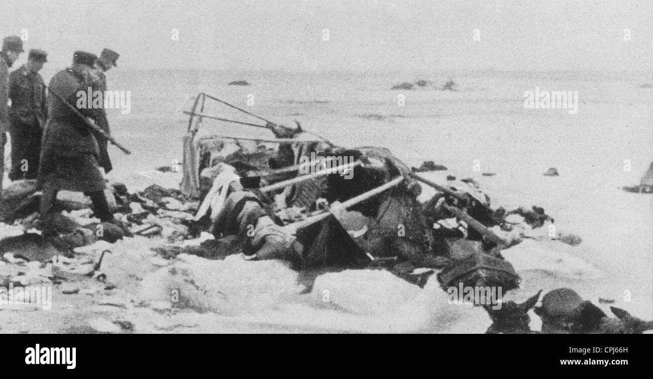 Resti di un convoglio di rifugiati al Curonian Spit, 1944/45 Foto Stock