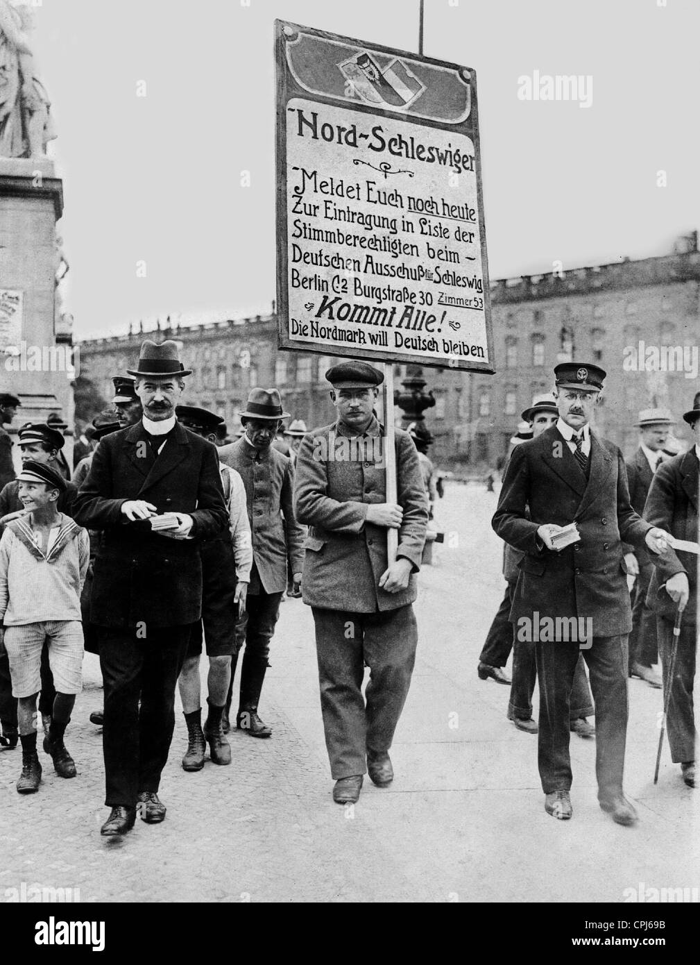 Targhetta del comitato tedesco per Schleswig 'Nordmark vuole rimanere tedesco', 1920 Foto Stock