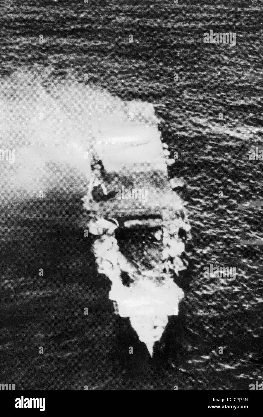 Supporto Giapponese Hiryu aeromobili alla battaglia di Midway, 1942 (foto b/n) Foto Stock