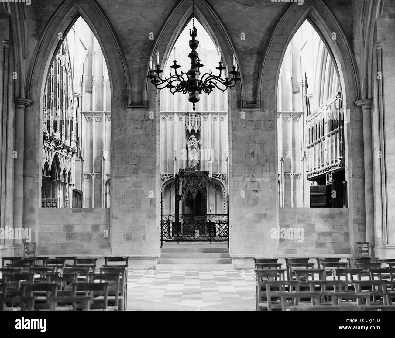 Interno del St Albans Cathedral, 1933 Foto Stock