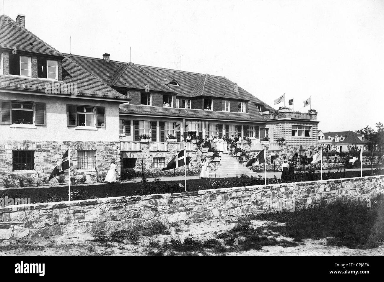 La Pensione Casa del Festival Hall nel giardino la città di Dresden-Hellerau, 1923 Foto Stock
