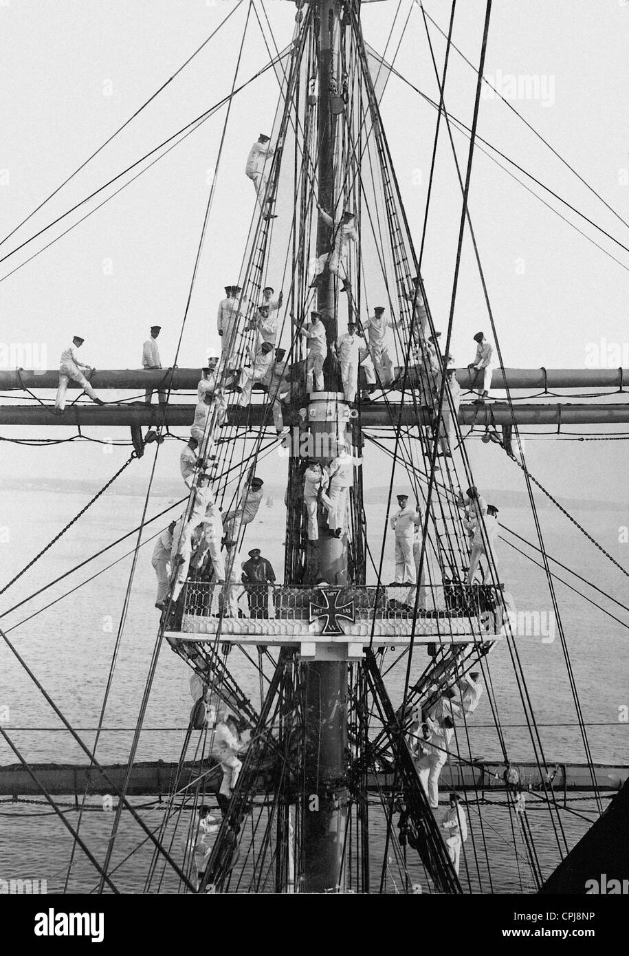 Formazione dei cadetti navale su una nave di formazione in Kiel, 1906 Foto Stock