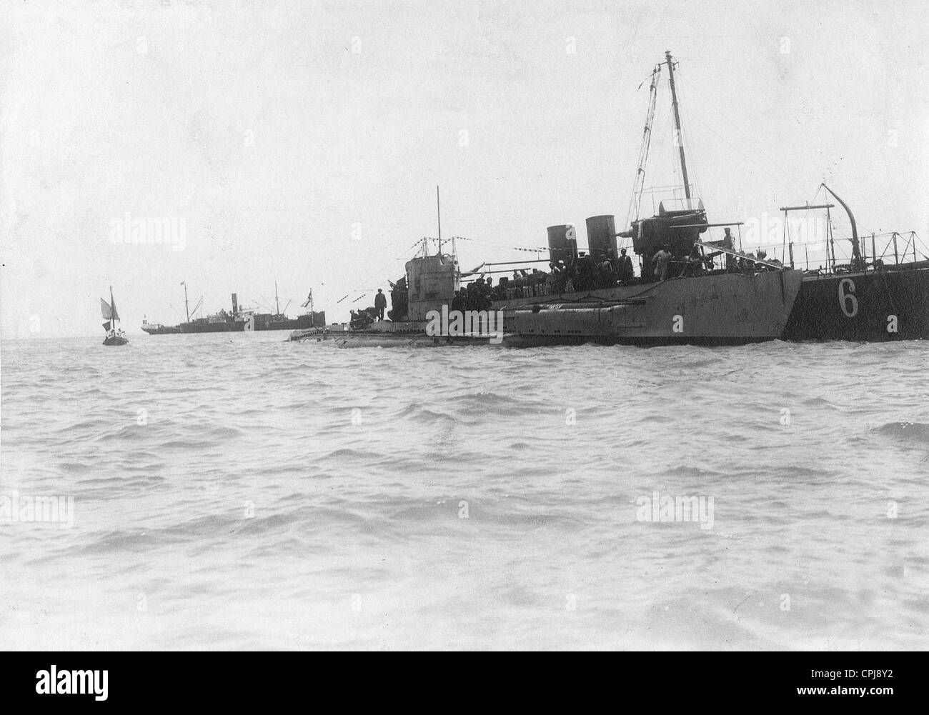 U 52 nel porto di Cadice, 1917 Foto Stock
