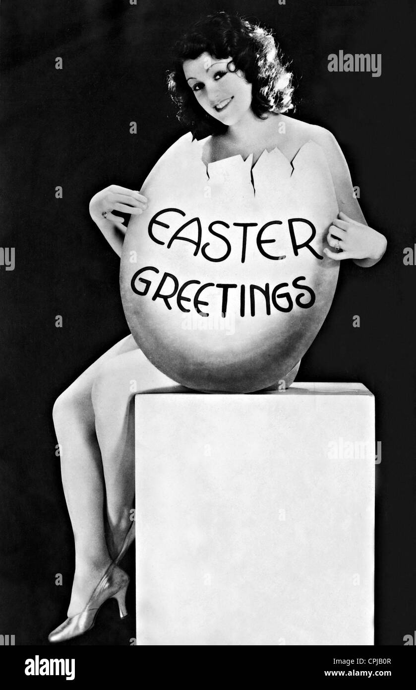 Donna con uovo di pasqua, 1930 Foto Stock