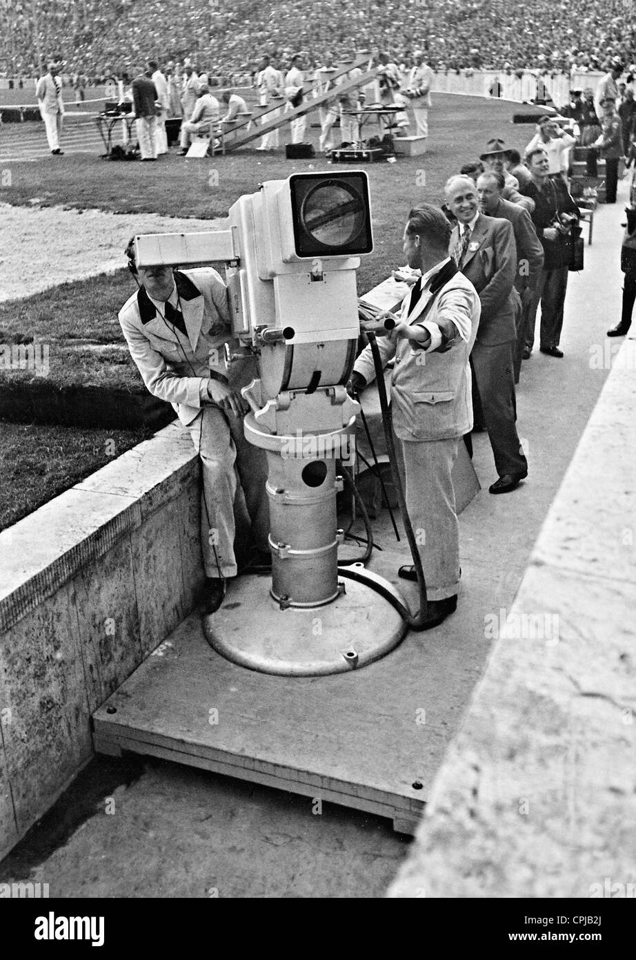 La telecamera in stadio Olimpico di Berlino, 1936 Foto Stock