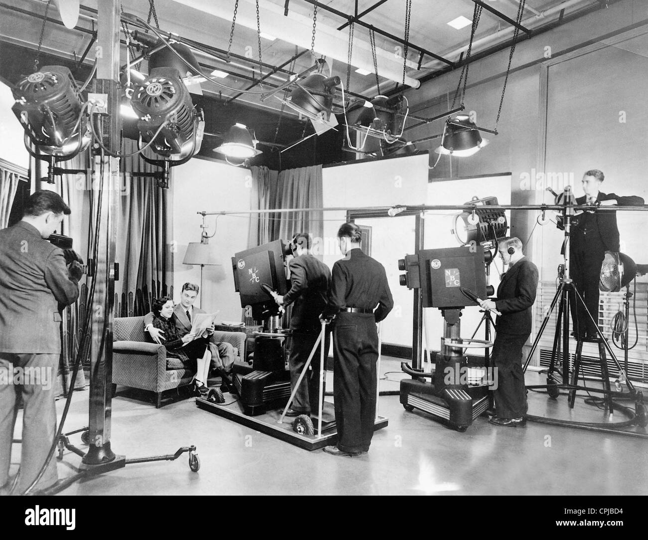 La registrazione dei programmi televisivi in Empire State Building, 1936 Foto Stock