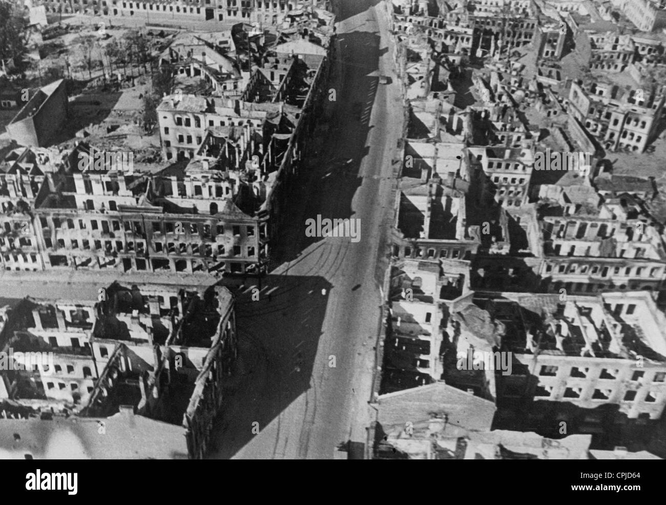 Case in rovina a Minsk, 1941 Foto Stock