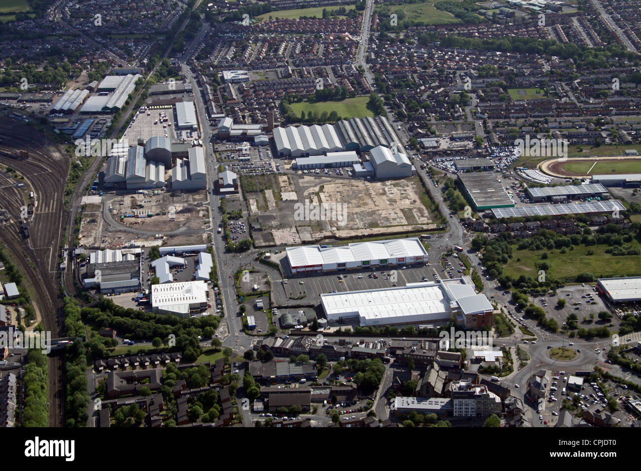 Vista aerea di terra dello sviluppo a Byker, Newcastle upon Tyne Foto Stock